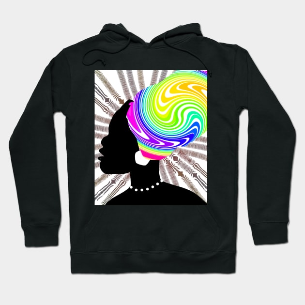 Woman Silhouette With a Rainbow Head Scarf Hoodie by jois designs